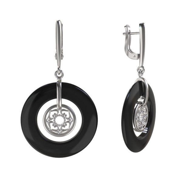 Серьги ООО "ЮК "Арина" - Серебро 925, Оникс (арт. 1031842-01220-N)