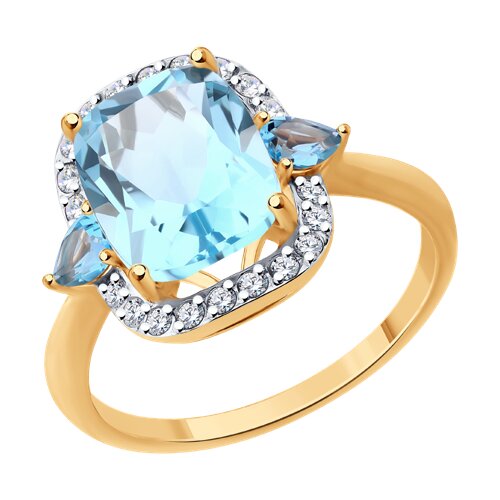 Кольцо SOKOLOV - Золото 585, Топаз, Фианит (арт. 717160)