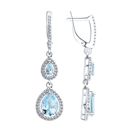 Серьги Diamant - Серебро 925, Топаз, Фианит (арт. 94-321-02047-1)