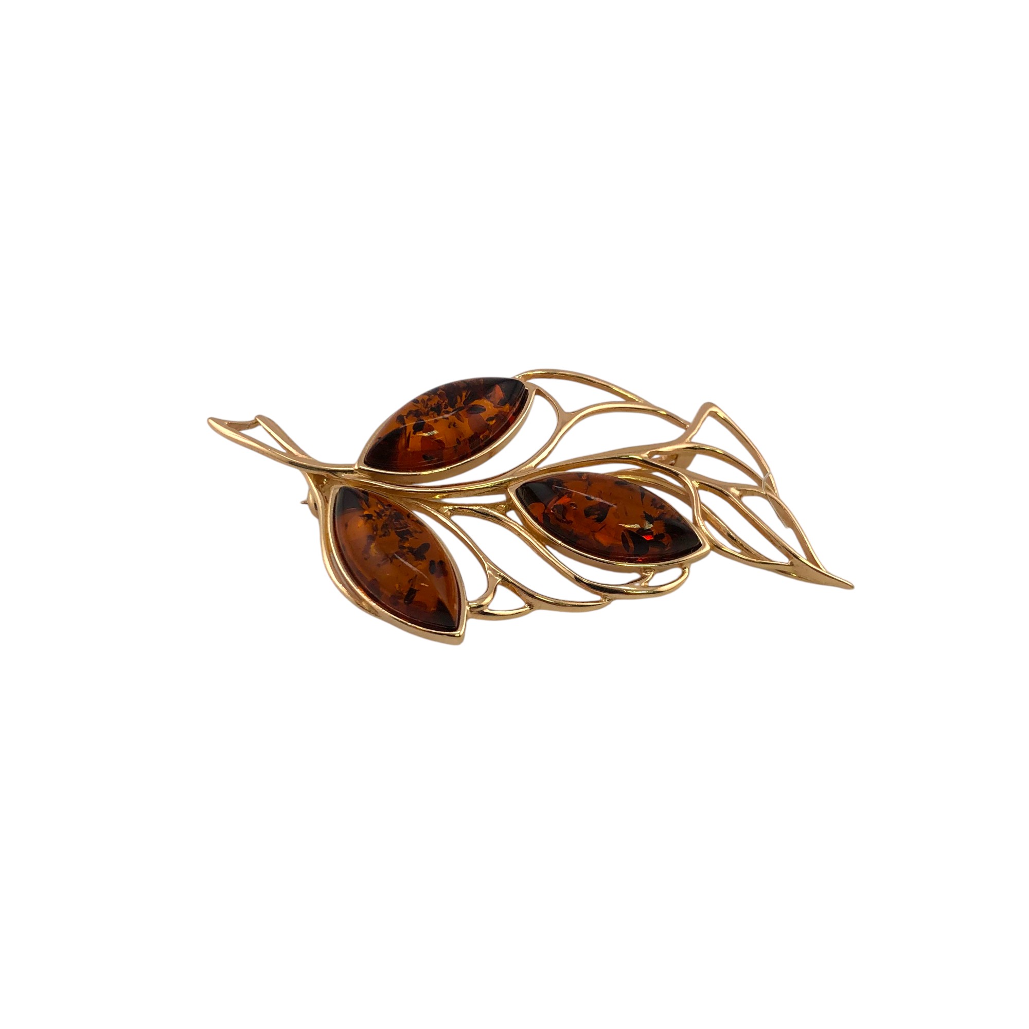 Брошь Янтарная волна - Серебро 925, Янтарь (арт. 825029к)