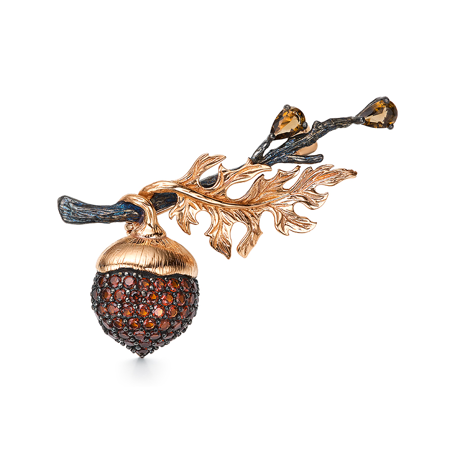 Брошь Мириада - Серебро 925, Кварц, Раухтопаз, Фианит (арт. 901081369)