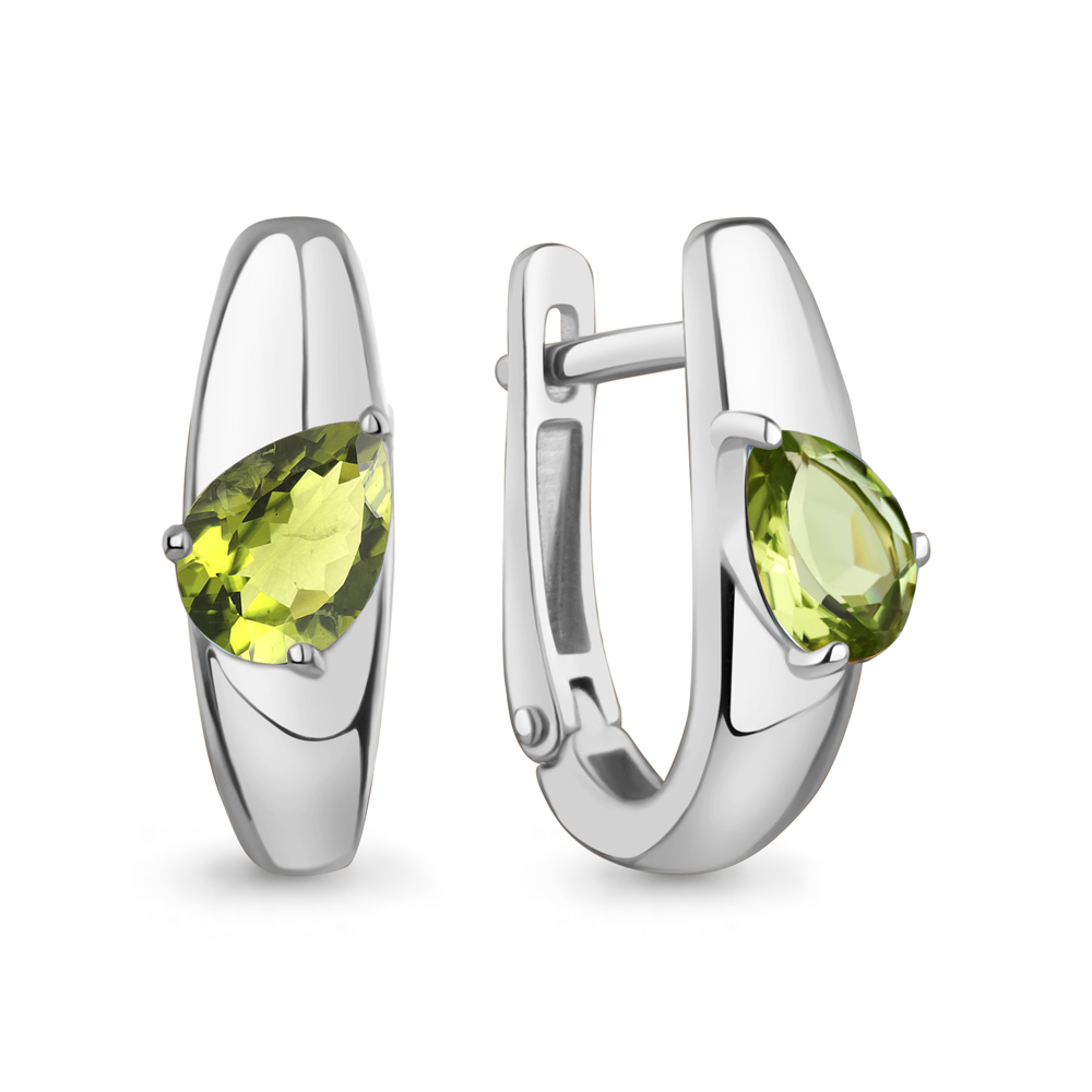 Серьги Аквамарин - Серебро 925, Хризолит (арт. 45020907.5)