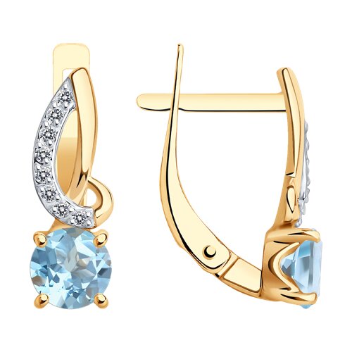 Серьги Diamant - Золото 585, Топаз, Фианит (арт. 51-320-01503-1)