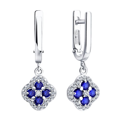 Серьги SOKOLOV - Серебро 925, Фианит, Сапфир (арт. 62020029)