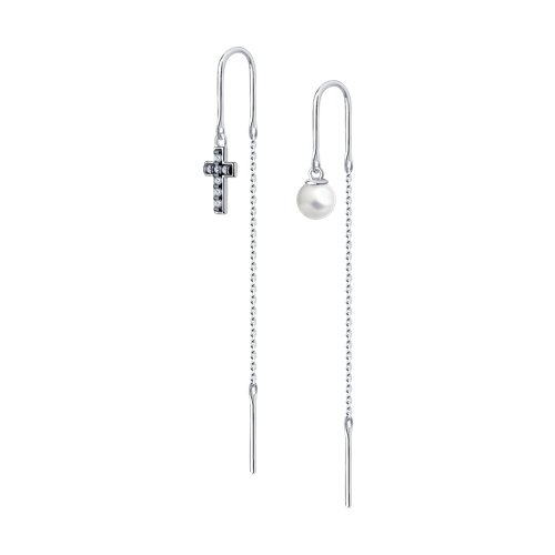 Серьги Diamant - Серебро 925, Жемчуг культивированный, Фианит (арт. 94-323-01500-1)