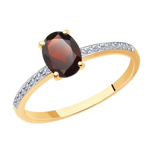 Кольцо SOKOLOV - Золото 585, Гранат, Фианит (арт. 716615)