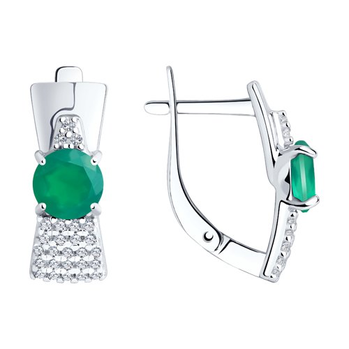 Серьги Diamant - Серебро 925, Агат, Фианит (арт. 94-320-00787-1)