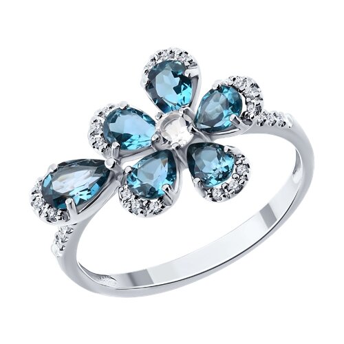 Кольцо SOKOLOV - Золото 585, Горный хрусталь, Топаз лондон, Фианит (арт. 717359-3)