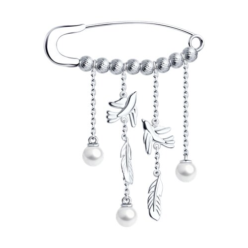 Булавка SOKOLOV - Серебро 925, Жемчуг имитация (арт. 94040134)