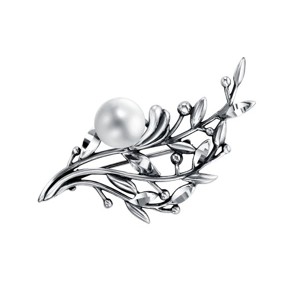 Брошь Красная пресня - Серебро 925, Жемчуг культивированный (арт. 13316820-5)