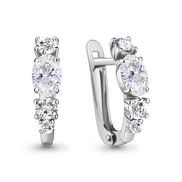 Серьги Аквамарин - Серебро 925, Фианит (арт. 49044А.5)