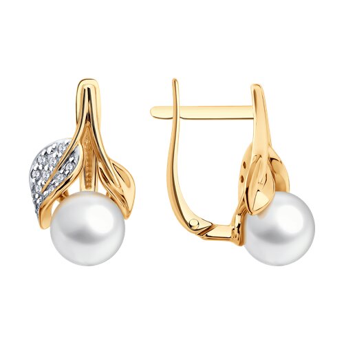 Серьги SOKOLOV - Золото 585, Жемчуг культивированный, Фианит (арт. 792515)