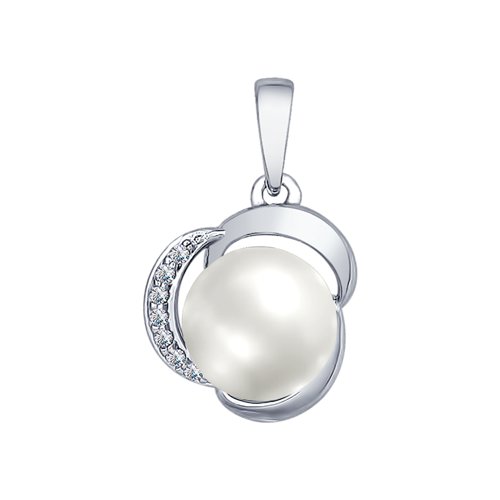 Подвеска SOKOLOV - Серебро 925, Жемчуг имитация, Фианит (арт. 94031872)