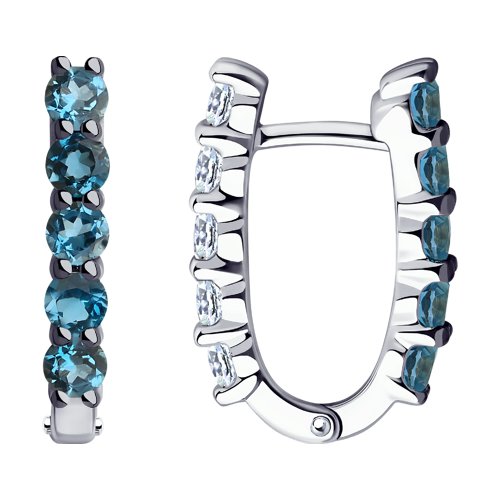 Серьги SOKOLOV - Серебро 925, Топаз лондон, Фианит (арт. 92022235)