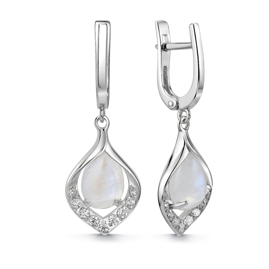 Серьги Дар - Серебро 925, Лунный камень, Фианит (арт. С-5242рк43600)