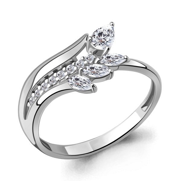 Кольцо Аквамарин - Серебро 925, Фианит (арт. 600111А.5)