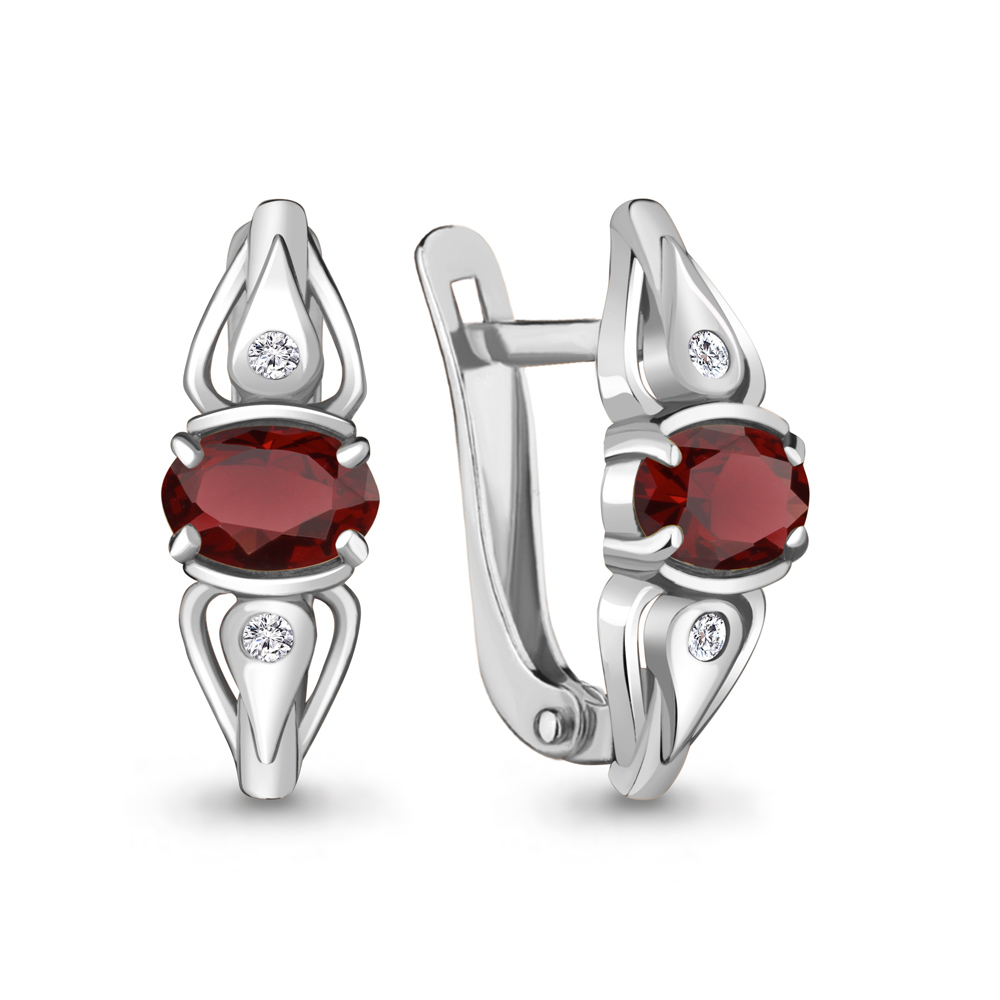 Серьги Аквамарин - Серебро 925, Гранат, Фианит (арт. 4737103А.5)