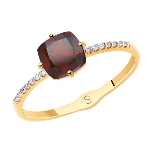 Кольцо SOKOLOV - Золото 375, Гранат, Фианит (арт. 37715525)