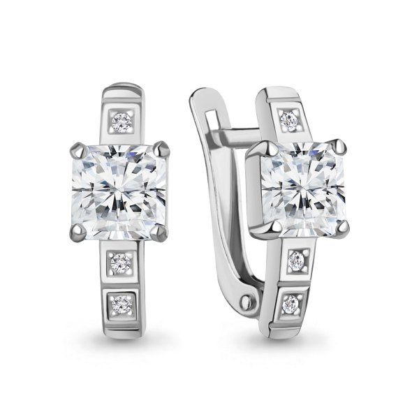 Серьги Аквамарин - Серебро 925, Фианит (арт. 400463А.5)