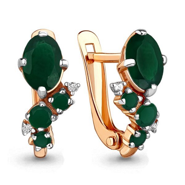 Серьги Аквамарин - Золото 375, Агат, Фианит (арт. 4497409.8)