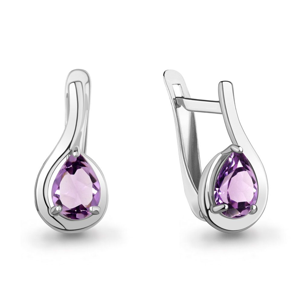 Серьги Аквамарин - Серебро 925, Аметист (арт. 45021404.5)