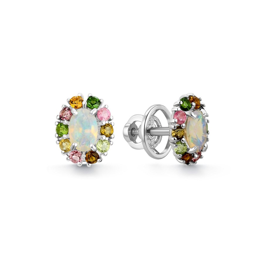 Серьги Дар - Серебро 925, Опал, Турмалин (арт. С-3750рс1170428)