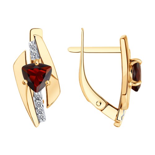 Серьги Diamant - Золото 585, Гранат, Фианит (арт. 51-320-01543-2)