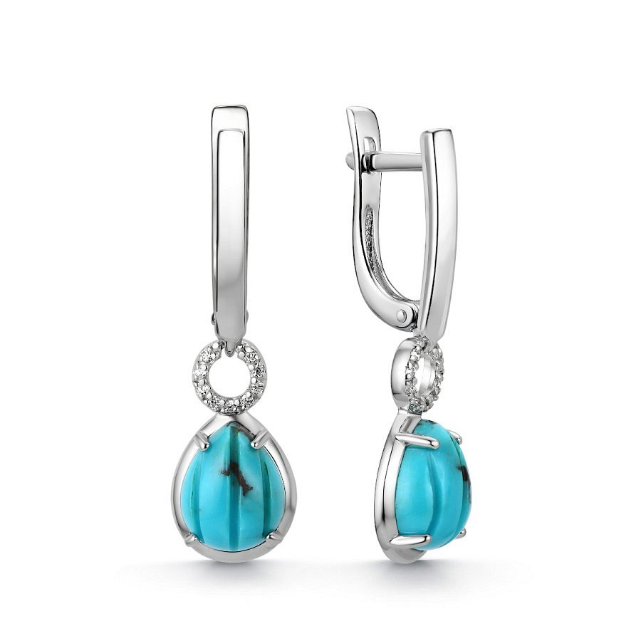 Серьги Дар - Серебро 925, Бирюза, Фианит (арт. С-4050рк43800)