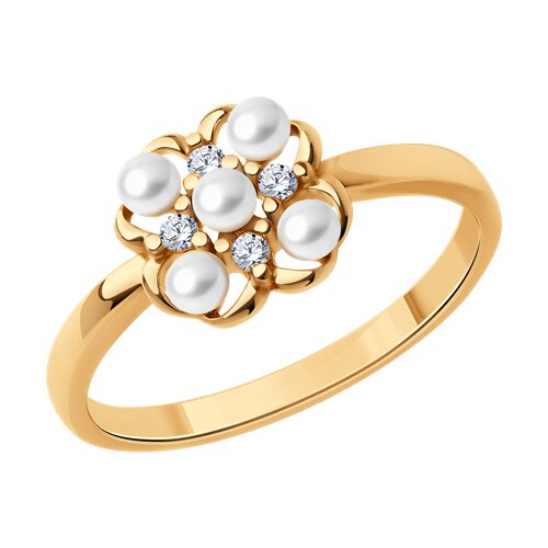 Кольцо SOKOLOV - Серебро 925, Жемчуг культивированный, Фианит (арт. 92014279)