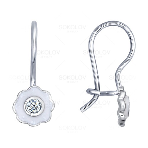 Серьги SOKOLOV - Серебро 925, Фианит, Эмаль (арт. 94021635)