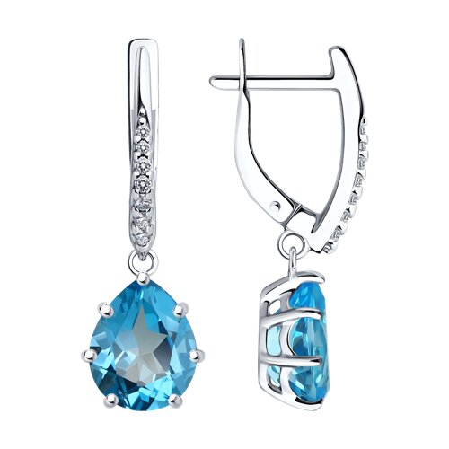 Серьги Diamant - Серебро 925, Топаз, Фианит (арт. 94-321-02059-1)