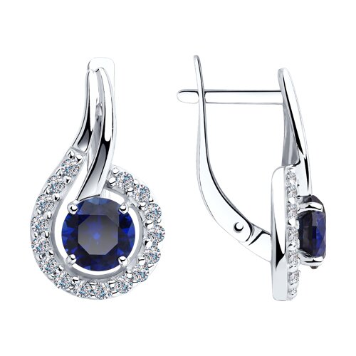 Серьги SOKOLOV - Серебро 925, Синтетический сапфир , Фианит (арт. 88020065)