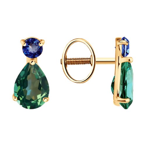 Серьги SOKOLOV - Золото 585, Сапфир, Турмалин (арт. 728998)