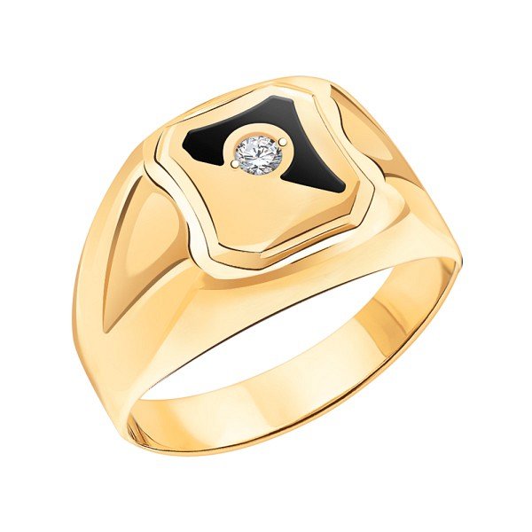 Кольцо Атолл - Золото 585, Фианит, Эмаль (арт. 4189эс10)