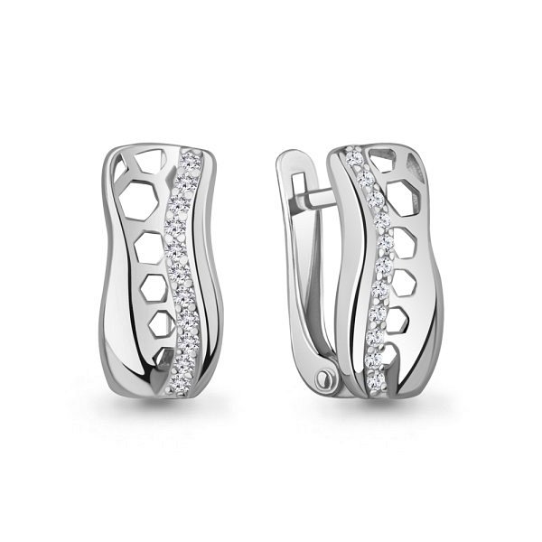 Серьги Аквамарин - Серебро 925, Фианит (арт. 400982А.5)