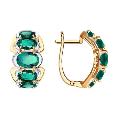 Серьги SOKOLOV - Золото 375, Синтетический изумруд (арт. 37727262)