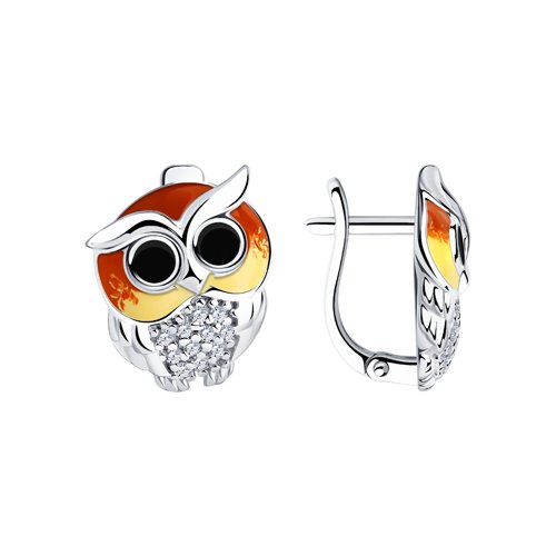 Серьги SOKOLOV - Серебро 925, Фианит, Эмаль (арт. 94022921)