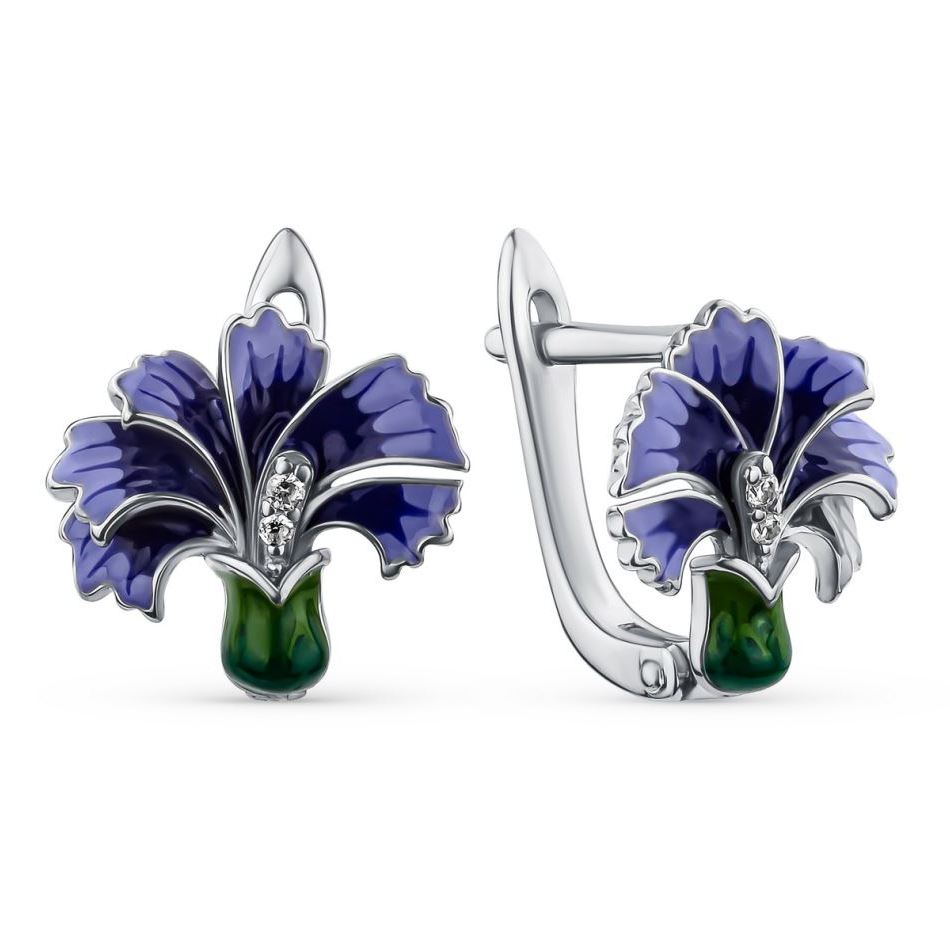 Серьги Мириада - Серебро 925, Фианит, Эмаль (арт. 901022846)