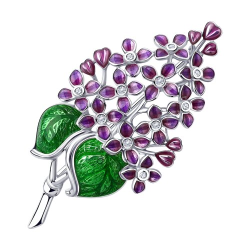 Брошь SOKOLOV - Серебро 925, Фианит, Эмаль (арт. 94040228)