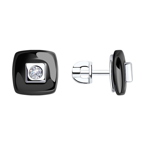 Серьги Diamant - Серебро 925, Керамика, Фианит (арт. 94-122-01278-1)