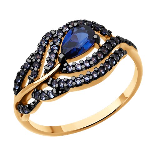 Кольцо SOKOLOV - Серебро 925, Синтетический сапфир , Фианит (арт. 88010076)