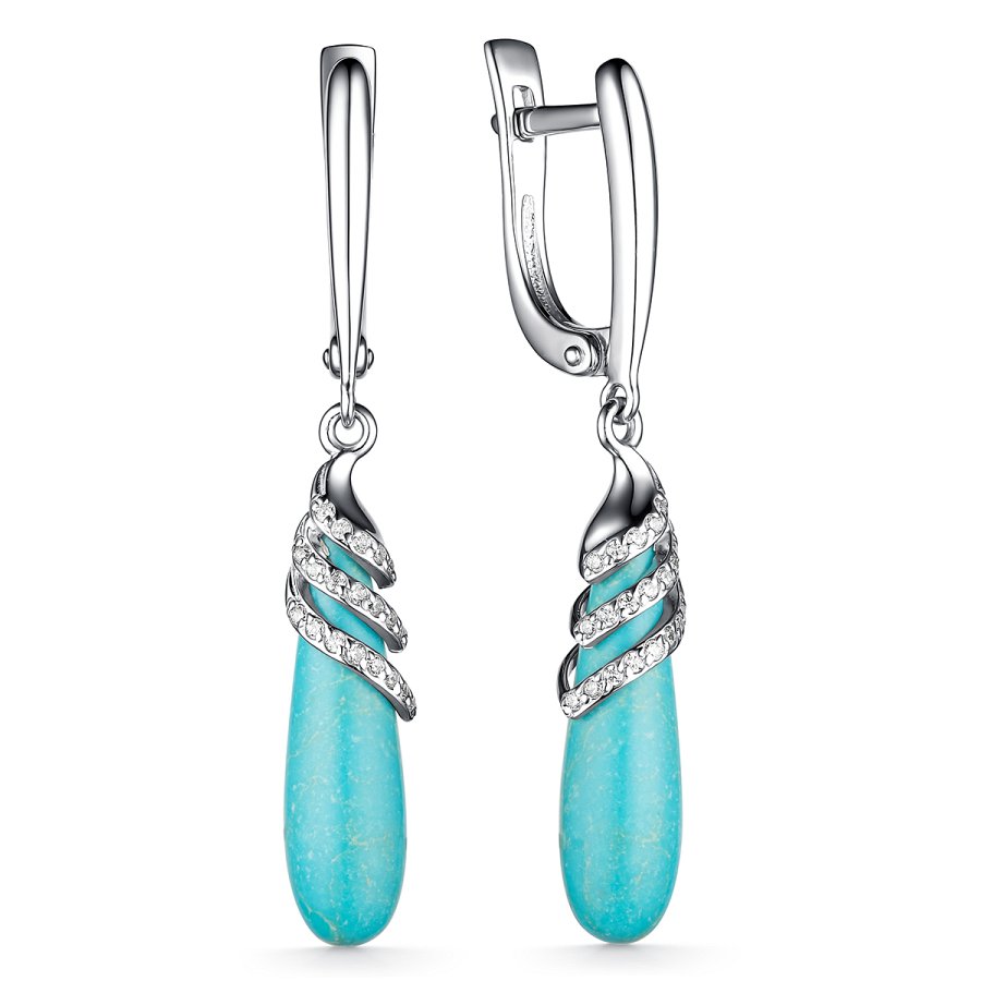 Серьги Дар - Серебро 925, Бирюза, Фианит (арт. С-4085рг43800)