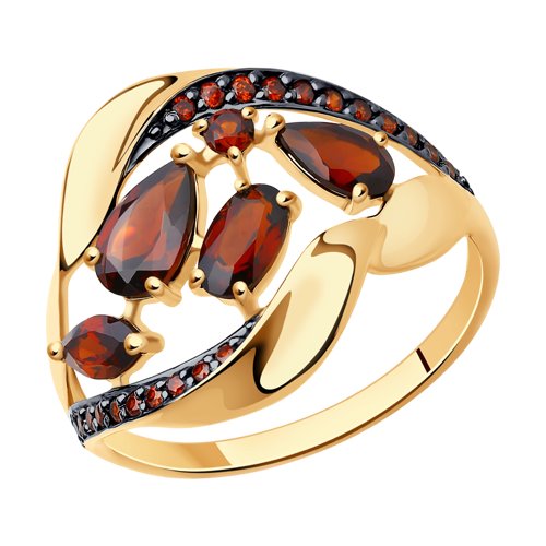Кольцо SOKOLOV - Золото 585, Гранат, Фианит (арт. 714475)