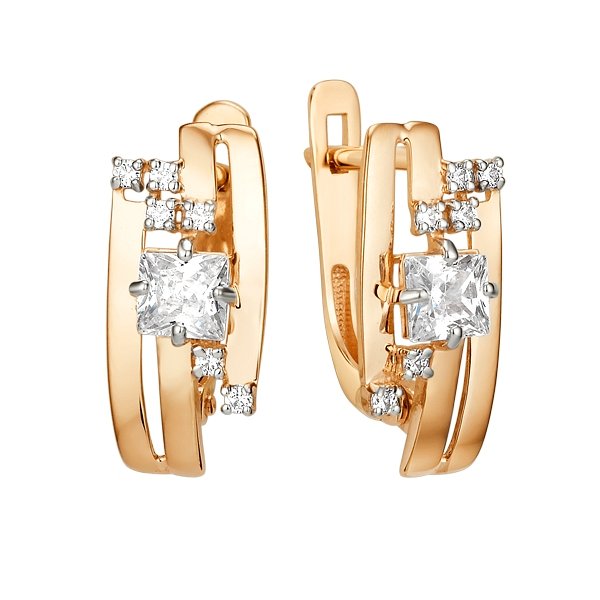 Серьги ЮФ Династия - Золото 585, Фианит (арт. 016782-1102)