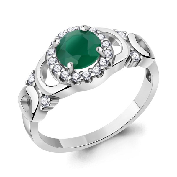 Кольцо Аквамарин - Серебро 925, Агат, Фианит (арт. 6695609А.5)