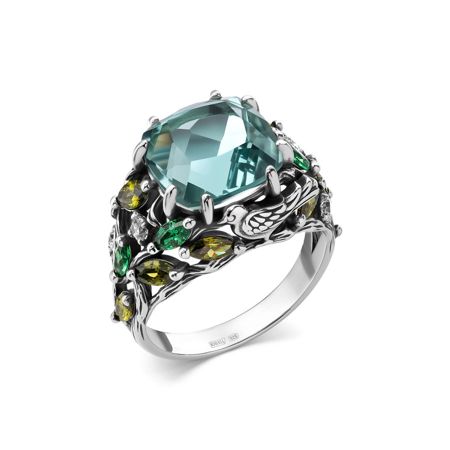 Кольцо Дар - Серебро 925, Празиолит, Фианит (арт. К-5207ос4122227600)