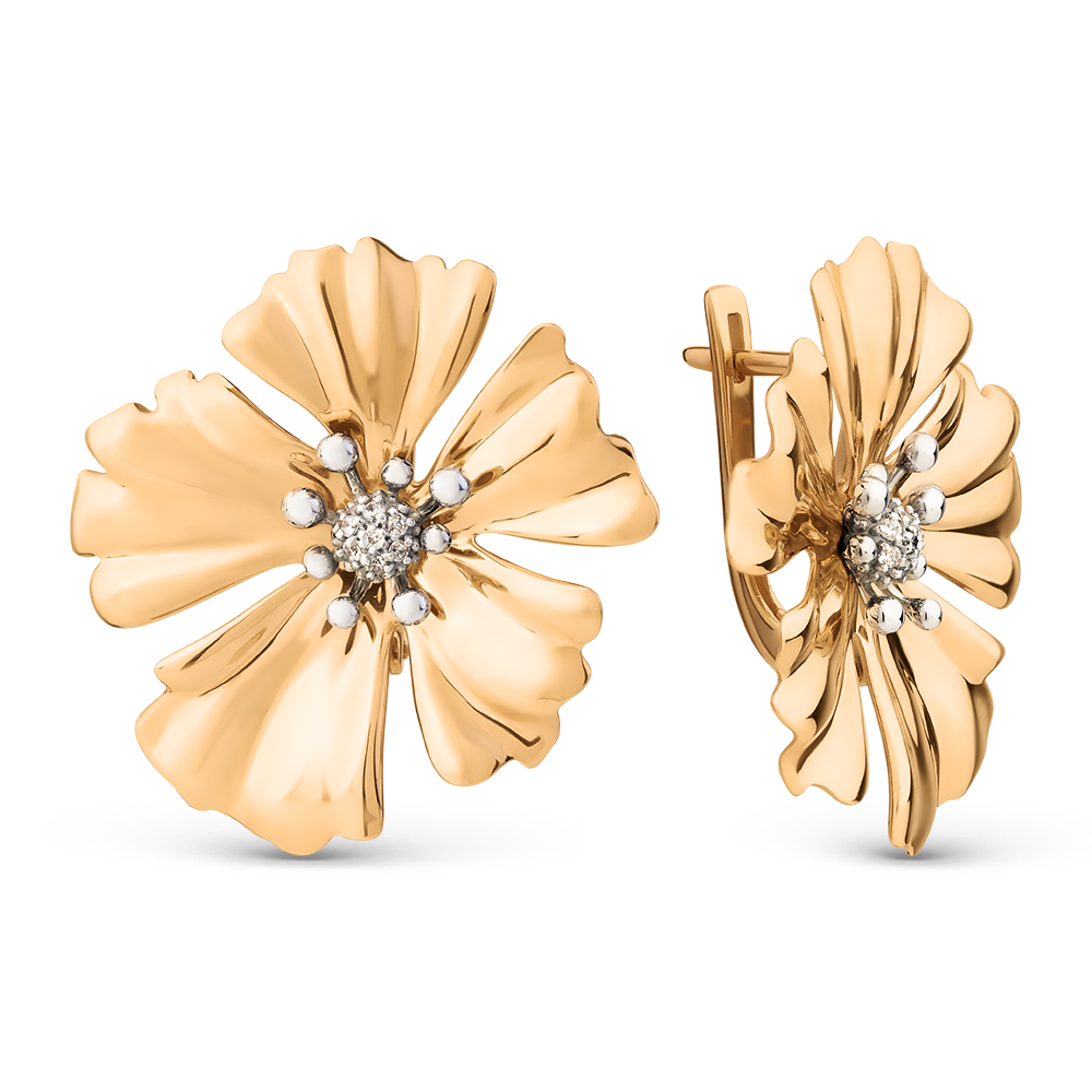 Серьги ЮФ Династия - Золото 375, Фианит (арт. 802292-5102)