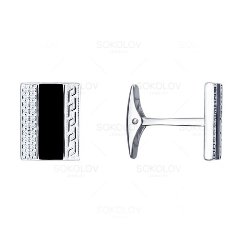 Запонки SOKOLOV - Серебро 925, Фианит, Эмаль (арт. 94160047)