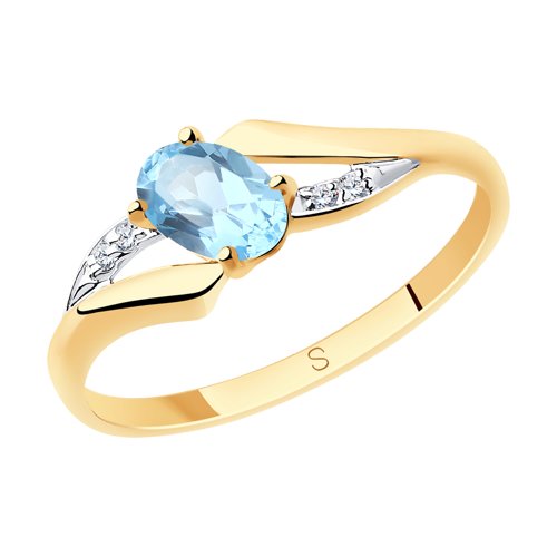 Кольцо SOKOLOV - Золото 375, Топаз, Фианит (арт. 37715682)