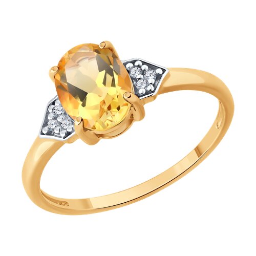Кольцо SOKOLOV - Серебро 925, Фианит, Цитрин (арт. 92014617)